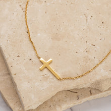 Load image into Gallery viewer, Bernadette 14k gold plated gold &amp; silver cross necklace
