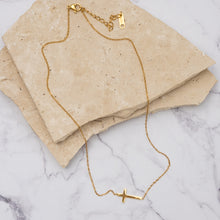 Load image into Gallery viewer, Bernadette 14k gold plated gold &amp; silver cross necklace
