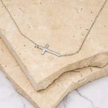 Load image into Gallery viewer, Bernadette 14k gold plated gold &amp; silver cross necklace
