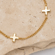 Load image into Gallery viewer, Carmen 14k gold plated 3 cross bracelet
