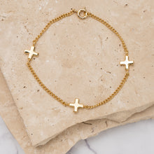Load image into Gallery viewer, Carmen 14k gold plated 3 cross bracelet
