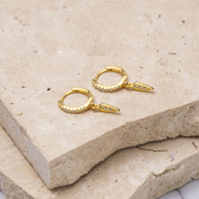 Load image into Gallery viewer, Coco 14k gold plated vermeil crystal huggie earrings
