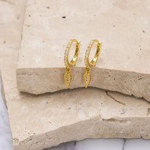 Load image into Gallery viewer, Coco 14k gold plated vermeil crystal huggie earrings
