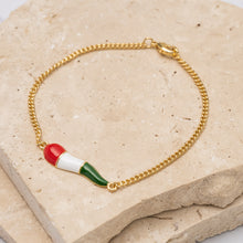 Load image into Gallery viewer, Italian 14k gold plated corno bracelet
