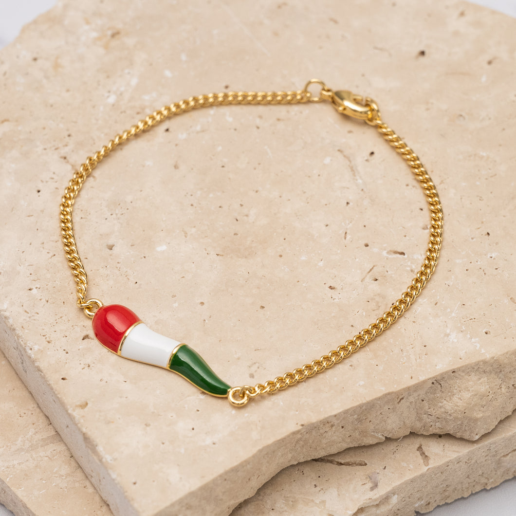 Italian 14k gold plated corno bracelet