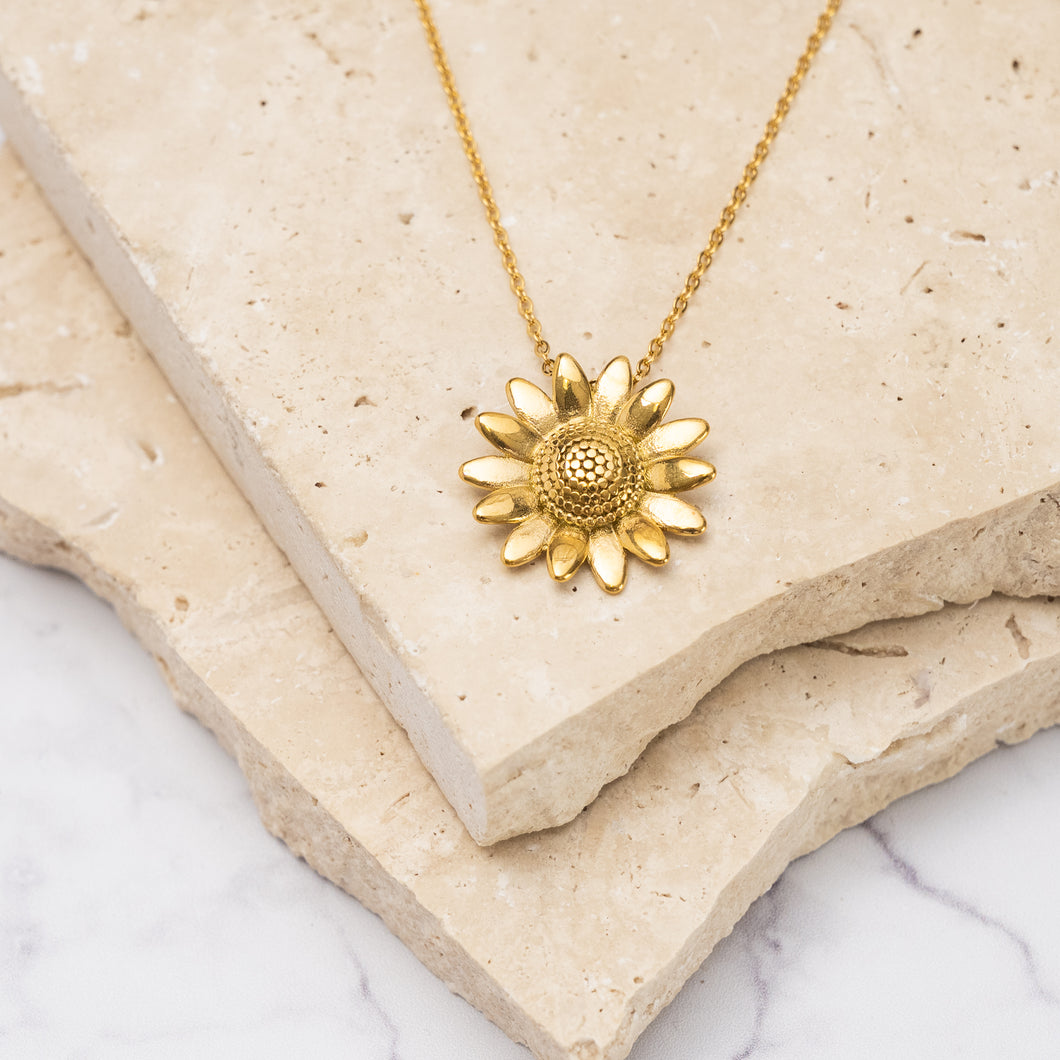 Sunflower 18k gold plated necklace