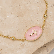 Load image into Gallery viewer, Dio mio 14k gold plated cross pendant bracelet
