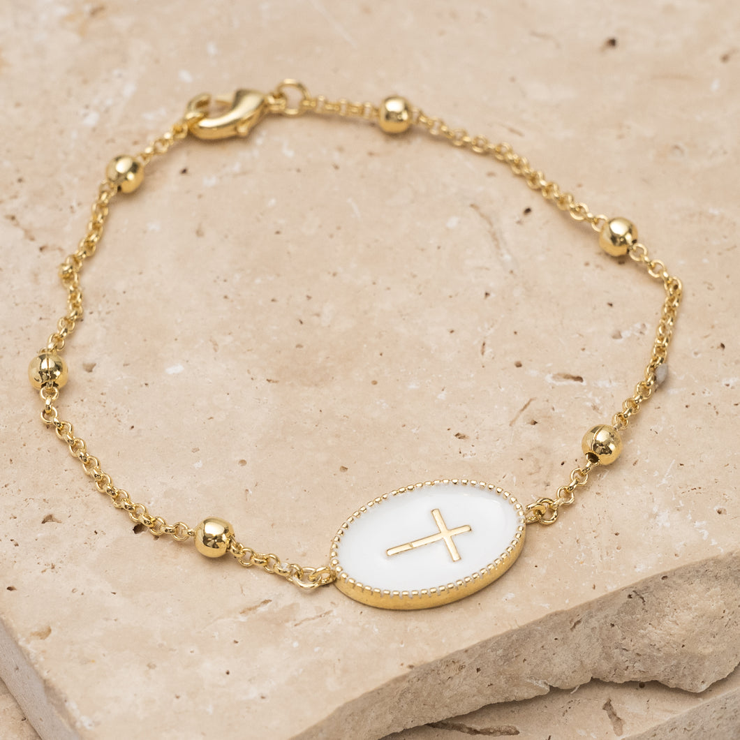 Dio mio 14k gold plated cross pendant bracelet