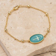 Load image into Gallery viewer, Dio mio 14k gold plated cross pendant bracelet
