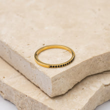 Load image into Gallery viewer, Evie 18k gold plated black zirconia crystal ring
