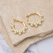 Load image into Gallery viewer, Lola 18k gold plated vermeil &amp; pearl hoop earrings
