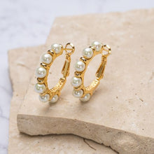 Load image into Gallery viewer, Lola 18k gold plated vermeil &amp; pearl hoop earrings
