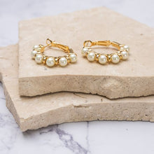 Load image into Gallery viewer, Lola 18k gold plated vermeil &amp; pearl hoop earrings
