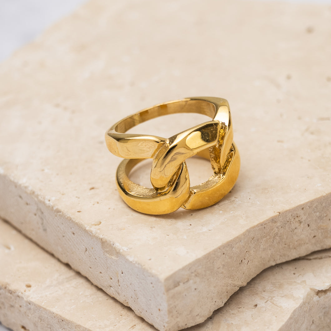 Imani 18k gold plated Cuban chain ring