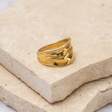 Load image into Gallery viewer, Katerina 18k gold plated wave ring
