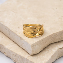 Load image into Gallery viewer, Katerina 18k gold plated wave ring
