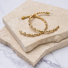 Load image into Gallery viewer, Kathryn 14k gold plated twist hoop earrings
