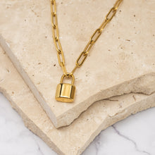 Load image into Gallery viewer, Madeleine 18k gold plated padlock necklace
