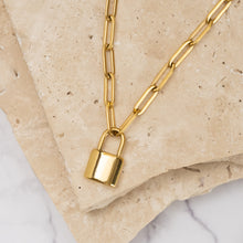 Load image into Gallery viewer, Madeleine 18k gold plated padlock necklace
