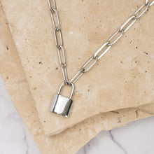 Load image into Gallery viewer, Madeleine 18k gold plated padlock necklace
