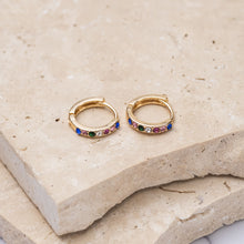 Load image into Gallery viewer, Jade 14k gold plated crystal rhinestone huggie earrings

