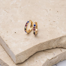Load image into Gallery viewer, Jade 14k gold plated crystal rhinestone huggie earrings

