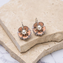 Load image into Gallery viewer, Mihal sterling silver enamel &amp; pearl flower earrings
