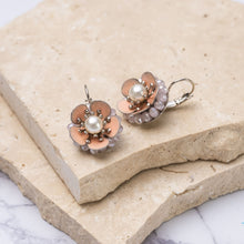 Load image into Gallery viewer, Mihal sterling silver enamel &amp; pearl flower earrings
