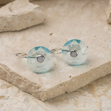 Load image into Gallery viewer, Valentina sterling silver and 14k rose gold plated  obsidian crystal earrings
