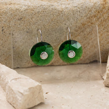 Load image into Gallery viewer, Valentina sterling silver and 14k rose gold plated  obsidian crystal earrings
