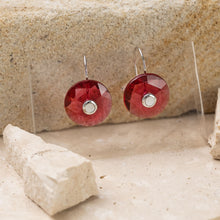 Load image into Gallery viewer, Valentina sterling silver and 14k rose gold plated  obsidian crystal earrings
