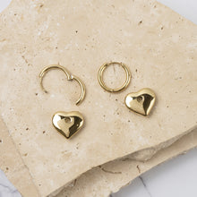 Load image into Gallery viewer, Gaby 18k gold plated heart earrings

