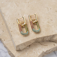 Load image into Gallery viewer, Katie 14k gold plated muticoloured cubic zirconia earrings
