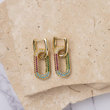 Load image into Gallery viewer, Katie 14k gold plated muticoloured cubic zirconia earrings
