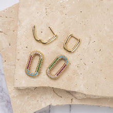 Load image into Gallery viewer, Katie 14k gold plated muticoloured cubic zirconia earrings
