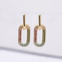 Load image into Gallery viewer, Katie 14k gold plated muticoloured cubic zirconia earrings
