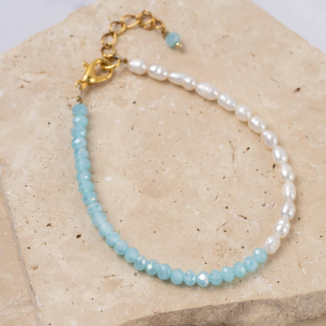 Vienna 18k gold plated pearl & bohemian crystal bracelet