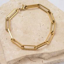Load image into Gallery viewer, Leila 18k gold plated paperclip link bracelet
