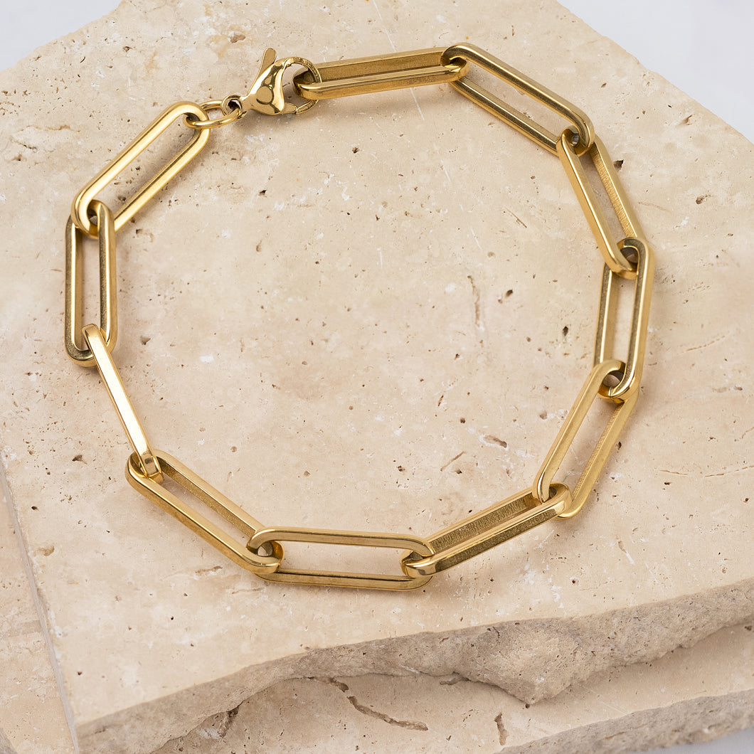 Leila 18k gold plated paperclip link bracelet