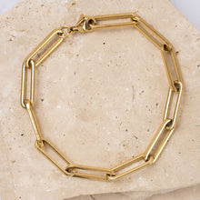 Load image into Gallery viewer, Leila 18k gold plated paperclip link bracelet
