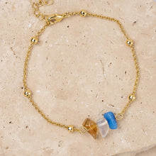 Load image into Gallery viewer, Ava 14k gold plated natural stone bracelet
