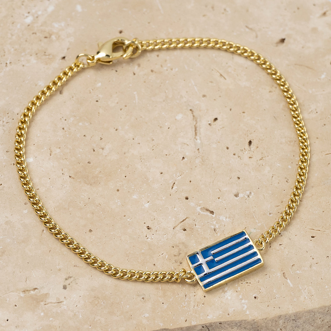Flag 14k gold plated Bracelet -Greek