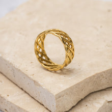 Load image into Gallery viewer, Emma 18k gold plated weave ring
