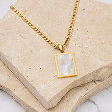 Load image into Gallery viewer, Mia 18k gold platedrectangle shell pendant necklace
