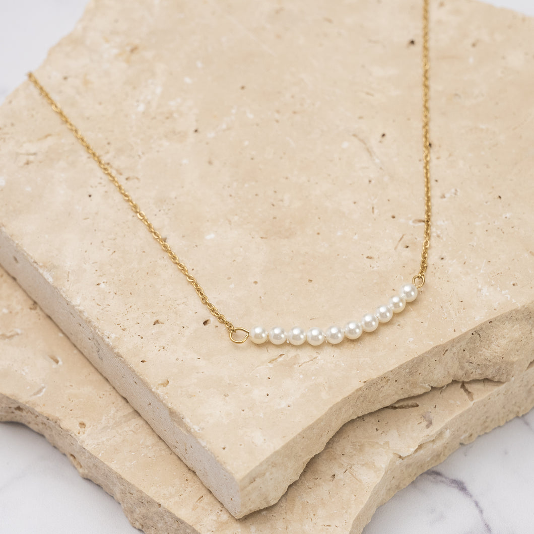 Olivia 14k gold plated glass pearl necklace