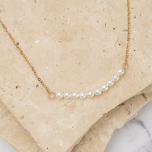 Load image into Gallery viewer, Olivia 14k gold plated glass pearl necklace
