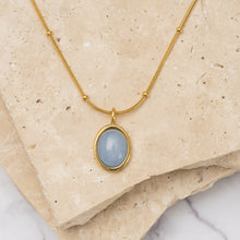 Load image into Gallery viewer, Aida 18k gold plated blue agate necklace
