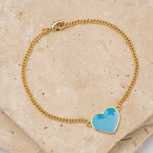 Load image into Gallery viewer, Maia 14k gold plated heart pendant bracelet
