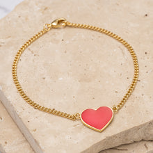 Load image into Gallery viewer, Maia 14k gold plated heart pendant bracelet
