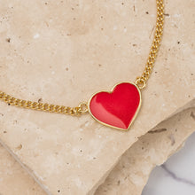 Load image into Gallery viewer, Maia 14k gold plated heart pendant bracelet

